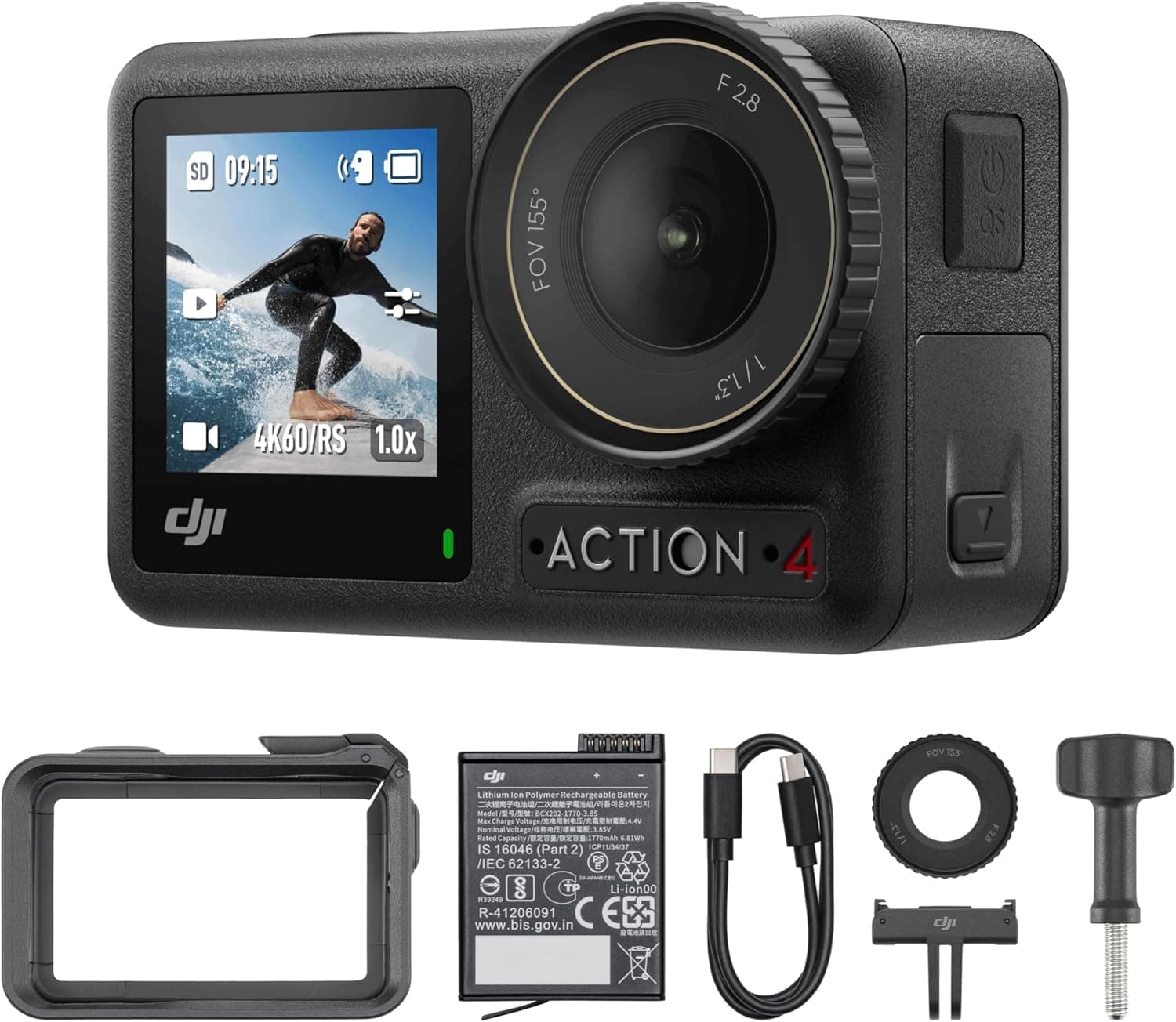 DJI Osmo Action 4 Essential Combo, Waterproof Action Camera